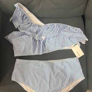 Striped Blue Bikini Set